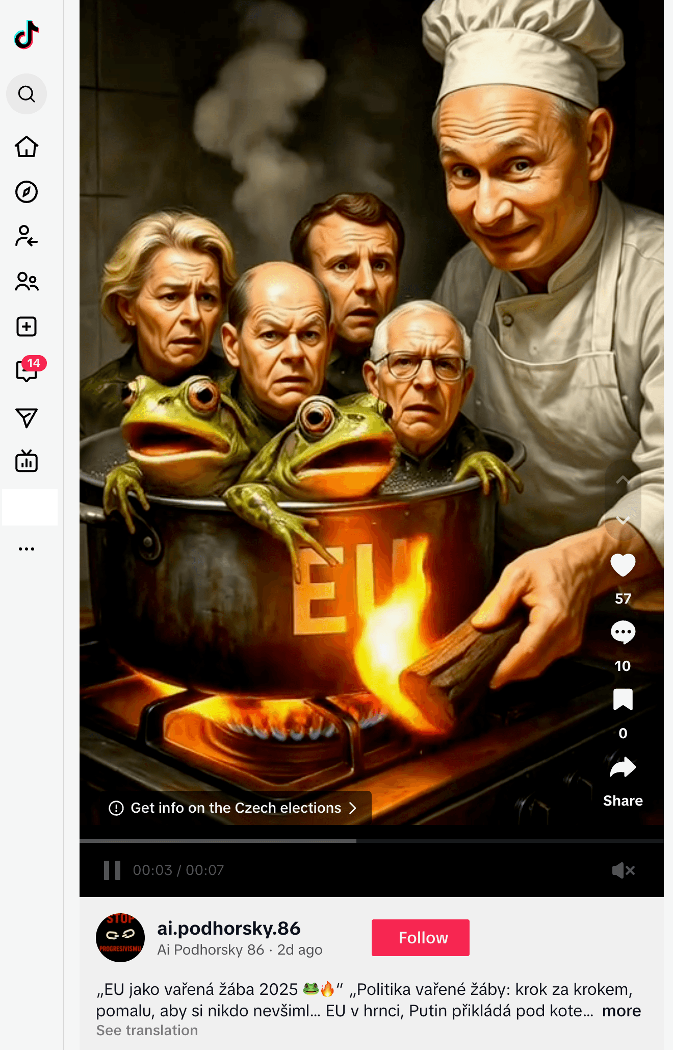 Pro-Russian narrative on Czech TikTok
